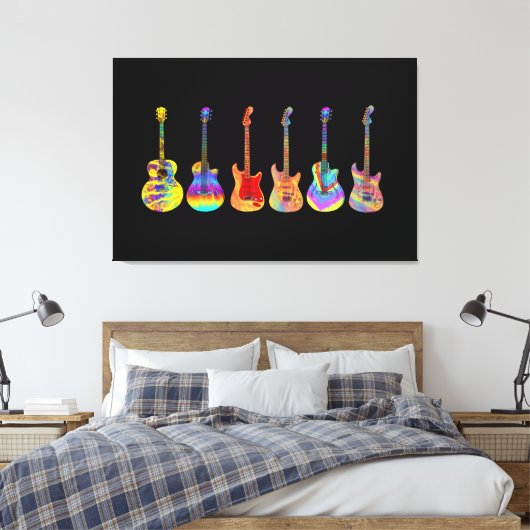 gitaren Colorful Musical Instruments Canvas Afdruk (Insitu (Slaapkamer))