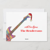 Gitaren Dragen Santa Hats Seizoenen Groeten Feestdagenkaart (Achterkant)