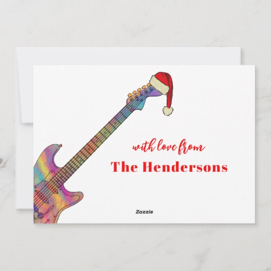 Gitaren Dragen Santa Hats Seizoenen Groeten Feestdagenkaart (Achterkant)