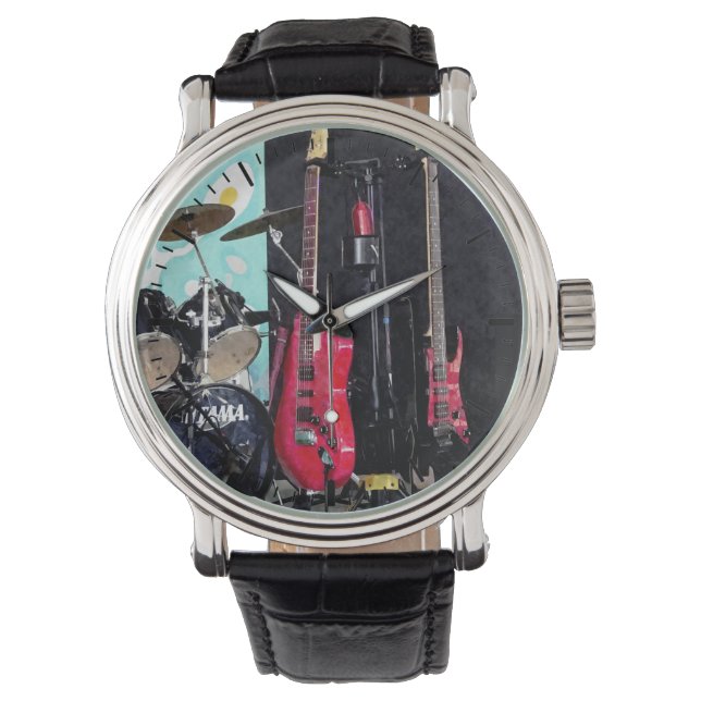 Gitaren en Drums Horloge (Voorkant)