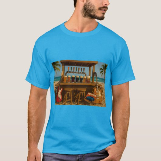 Gitaren en microbrouwsels bij de strandbar t-shirt (Voorkant)