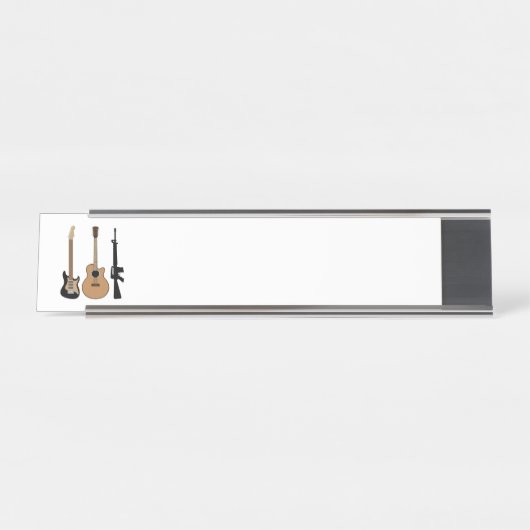 gitaren en riemen bureau naambordje (Voorkant)