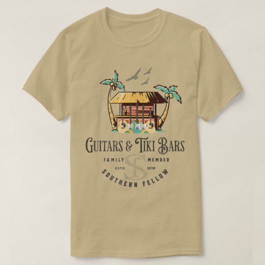 gitaren en Tiki Bars 1546 T-shirt (Design voorkant)
