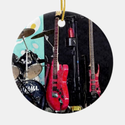 gitaren en trommels keramisch ornament (Voorkant)