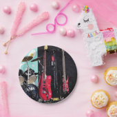 gitaren en trommels papieren bordje (Feest)