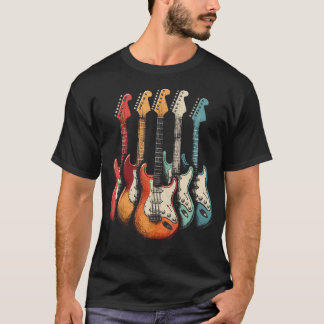 Gitaren Gitaristen Retro Muziek Gitaar T-shirt
