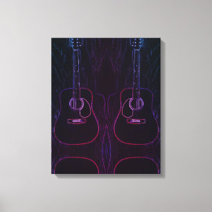 gitaren in abstract licht canvas afdruk
