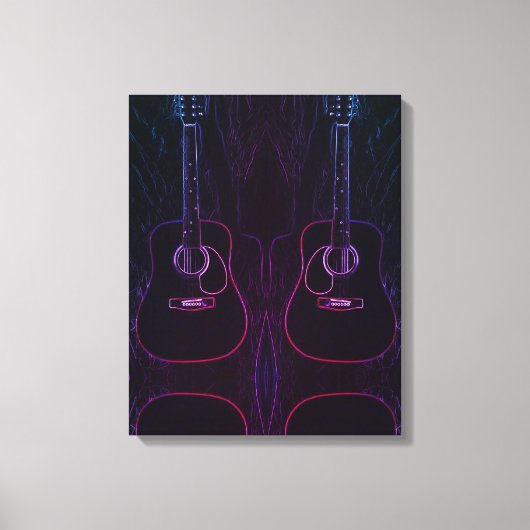 gitaren in abstract licht canvas afdruk (Voorkant)