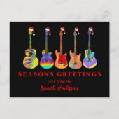 Gitaren in Kerstmannenhoeden Seizoensgroeten Feestdagenkaart (Voorkant)