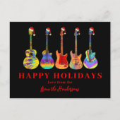 Gitaren in Kerstmannenmutsen Prettig kerstfeest Feestdagenkaart (Voorkant)