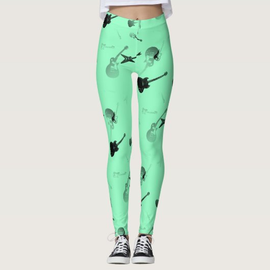Gitaren Rock Aqua kleur Leggings (Voorkant)