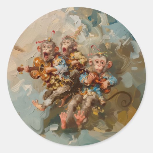 Gitaren - Ronde Stickers voor Stationery (Voorkant)