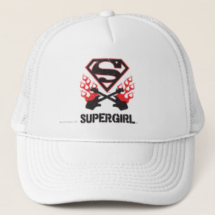 Gitaren van het Logo van Supergirl de Zwarte Vlamm Trucker Pet