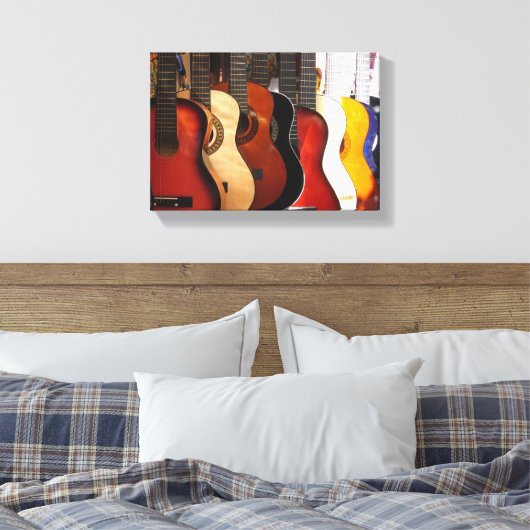 Gitaren verpakt Canvas Afdruk (Insitu (Slaapkamer))
