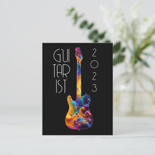GITARIST 2023 KLEURRIJKE GITAARBAND CADO BRIEFKAART (Staand voorkant)