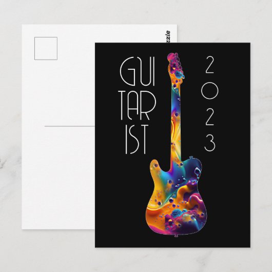 GITARIST 2023 KLEURRIJKE GITAARBAND CADO BRIEFKAART (Voorkant / Achterkant)