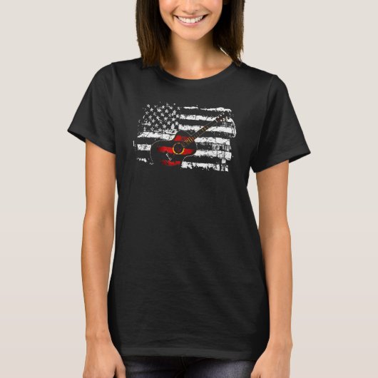gitarist Amerikaanse vlag 28 T-shirt (Voorkant)