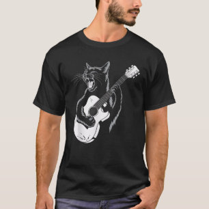 Gitarist Cat speelt akoestische gitaar Feline Musi T-shirt