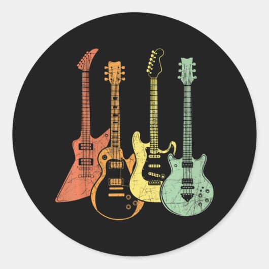 gitarist Colorful Musical Instruars Ronde Sticker (Voorkant)