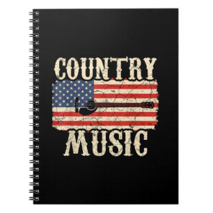 Gitarist Country Muziek Gitaar Amerikaanse Vlag Ge Notitieboek