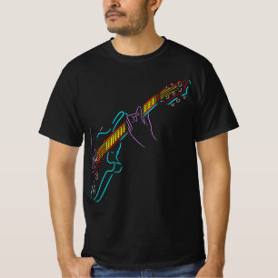 gitarist en kleurrijk silhouet van gitaar t-shirt
