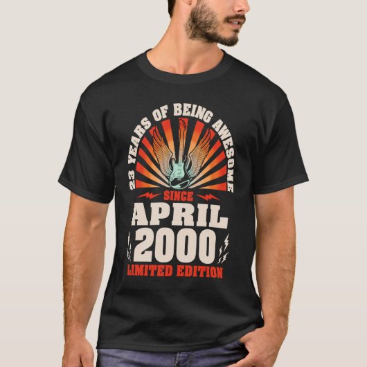 gitarist geboren april 2000 23e BIR T-shirt (Voorkant)