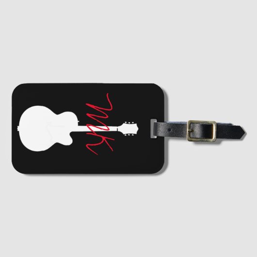 Gitarist (gitarist) Cool Simple Black Bagagelabel (Voorkant (horizontaal))