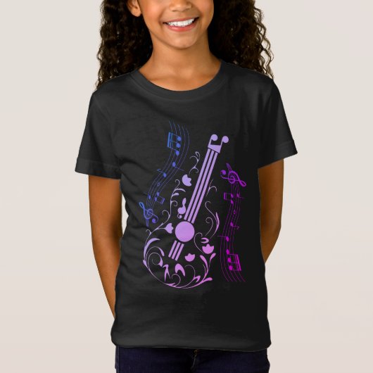 Gitarist Gitarist Muziek Paarse Meisje T-Shirt (Voorkant)