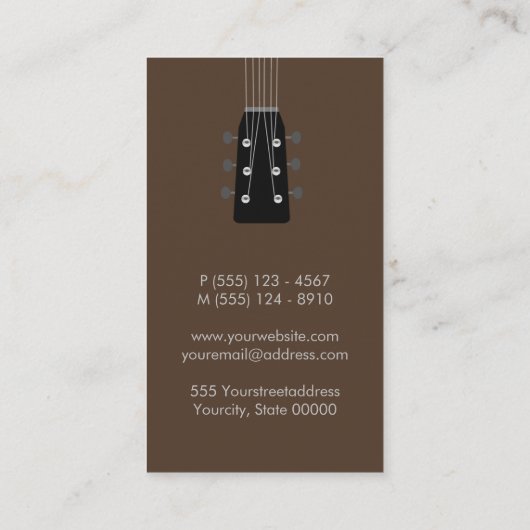 Gitarist Gitarist Muzikant Visitekaartje (Achterkant)
