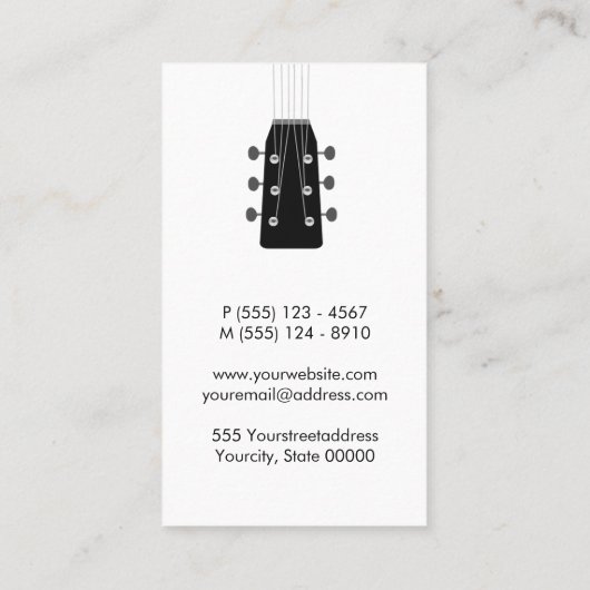 Gitarist Gitarist Muzikant Visitekaartje (Achterkant)