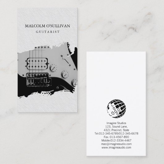 Gitarist Gitarist Speler Muziek Muzikant Visitekaartje (Voorkant / Achterkant)