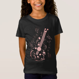 Gitarist Gitarist Speler Muziek Roze Meisje T-Shir T-shirt