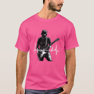 Gitarist Heartbeat ECG line frequency Gitaarmuziek T-shirt