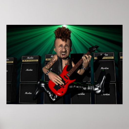 Gitarist in Flight Poster (Voorkant)