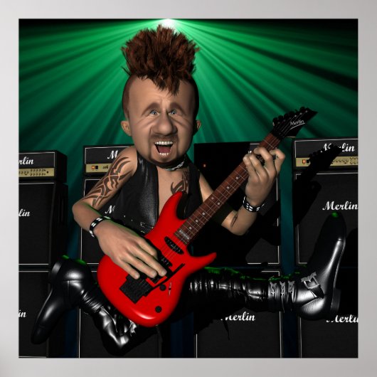 Gitarist in Flight Poster (Voorkant)