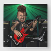 Gitarist in Flight Square Wandklok (Voorkant)