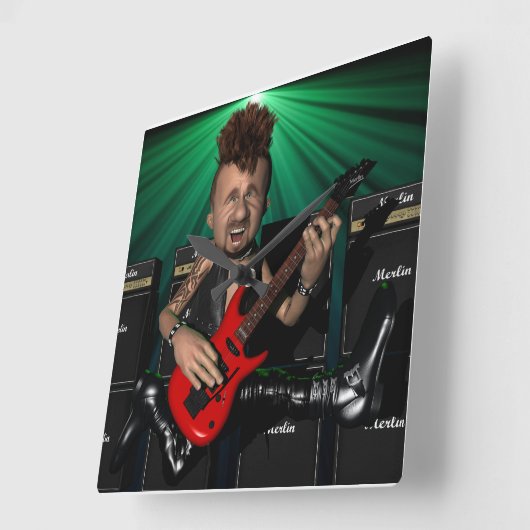 Gitarist in Flight Square Wandklok (Hoek)