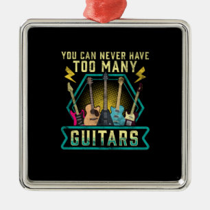 Gitarist Je Kunt Nooit Te Veel Gitaren Kerstmis Metalen Ornament
