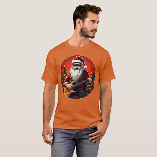 Gitarist Kerstman familie T-shirt (Voorkant volledig)