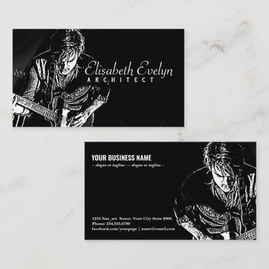 gitarist man muziek r565g visitekaartje (Voorkant / Achterkant)