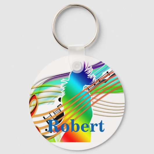 Gitarist met muziek sleutelhanger (Voorkant)
