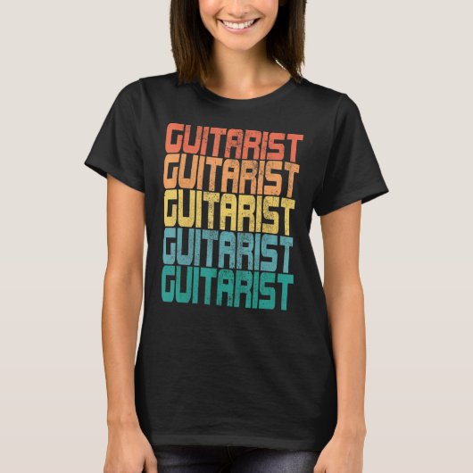  gitarist Musicus Guitar Player Retro Col. T-shirt (Voorkant)