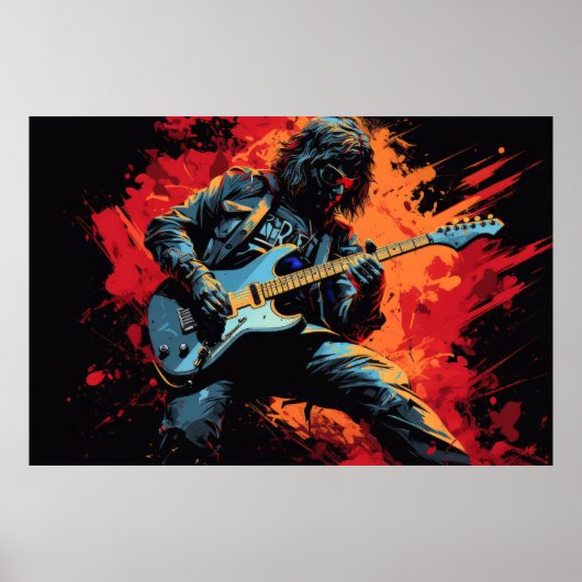 Gitarist Muziek Schilderen Abstracte Art Decor Poster (Voorkant)