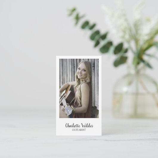 Gitarist Muzikant Leraar Custom Foto Visitekaartje (Staand voorkant)