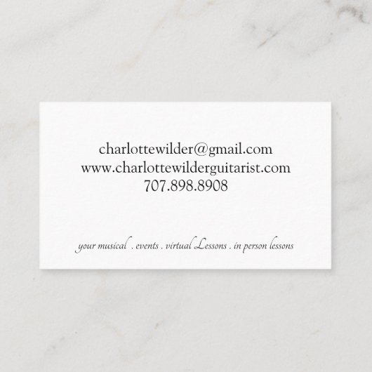 Gitarist Muzikant Leraar Custom Foto Visitekaartje (Achterkant)