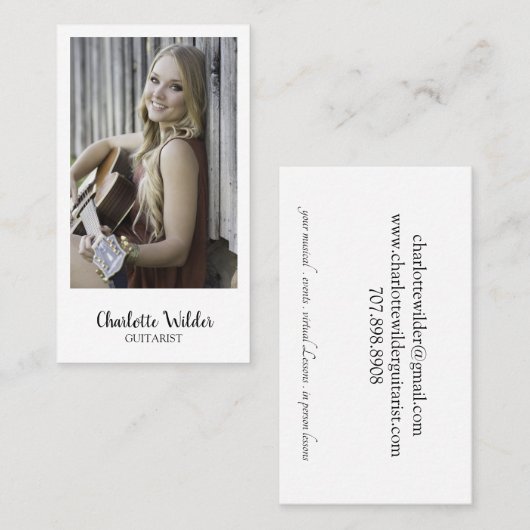Gitarist Muzikant Leraar Custom Foto Visitekaartje (Voorkant / Achterkant)
