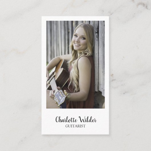 Gitarist Muzikant Leraar Custom Foto Visitekaartje (Voorkant)