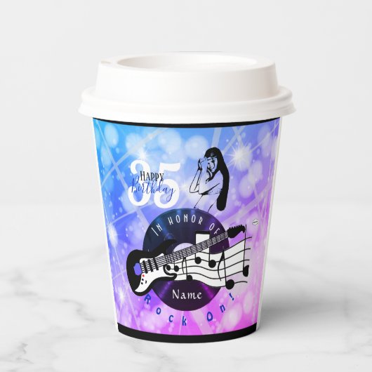 gitarist of musicus Birthday Paper Cups HAMbWG Papieren Bekers (Achterkant)