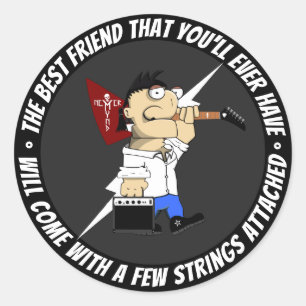 Gitarist Opnieuw Onderweg Beste Vriend Strips Ronde Sticker