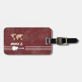 Gitarist reizigersnaam op leeftijd rood bagagelabel (Voorkant horizontaal)